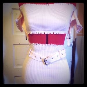 Dolls kill pink two piece top and skirt